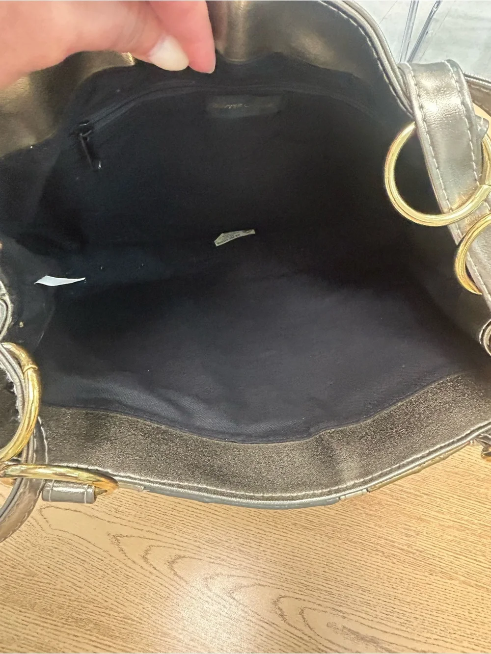Vintage Warren Reed leather Metallic Patchwork Shoulder Bag with Gold Accents